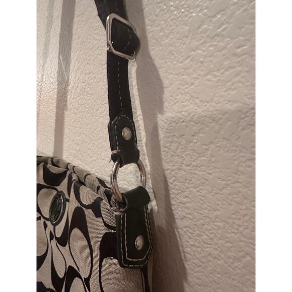 Coach Signature Stripe File Crossbody Zip Shoulder Bag F19220 Black Vintage Y2K - Picture 5 of 11